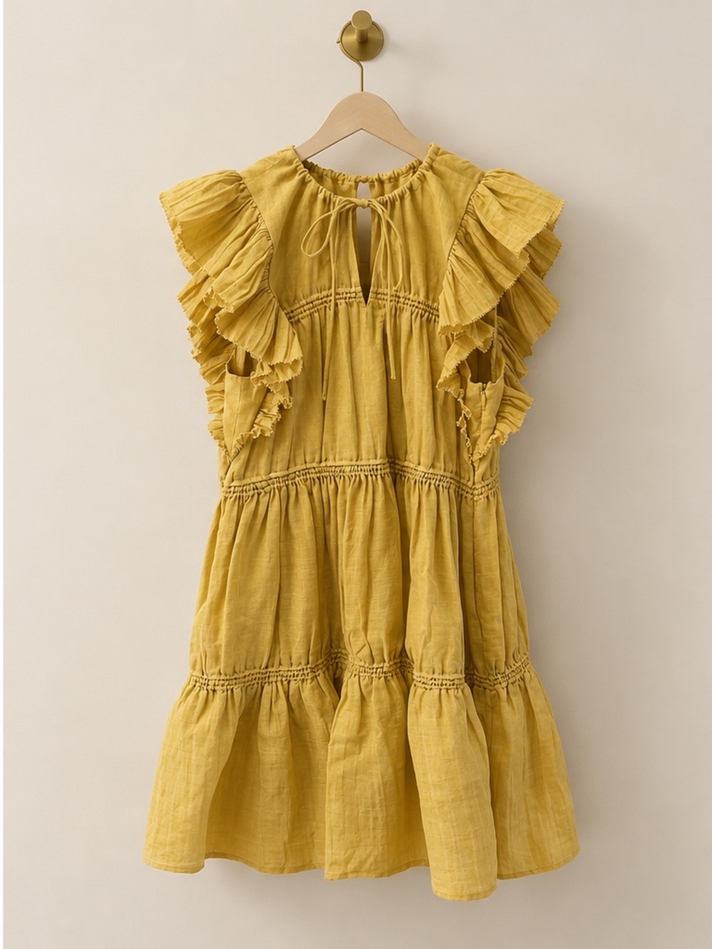 Sea New York Yellow Ruffle Tiered Dress